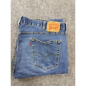 Levi's 501 Mens Straight Leg Jeans 44x32 Blue Wash Faded Button Fly Denim